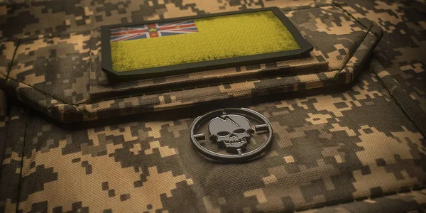 Знак национального флага армии Ниуэ шеврон. 3D иллюстрация — стоковое фото