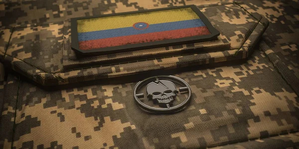 哥伦比亚共和国军队悬挂国旗。3d 生病 — 图库照片
