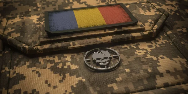 République du Tchad armée chevron insigne drapeau national. Illustr 3D — Photo