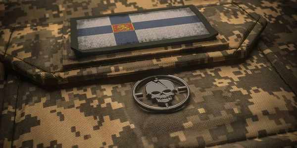 République de Finlande armée chevron insigne drapeau national. 3D illu — Photo