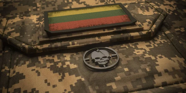 République de Lituanie armée chevron insigne drapeau national. 3D il — Photo