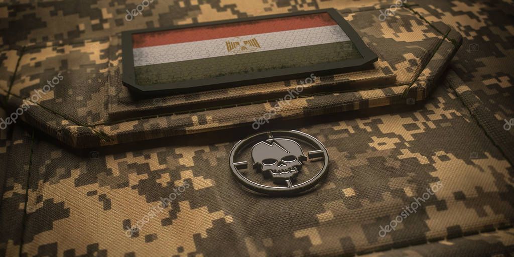 Arab Republic of Egypt army chevron insignia national flag. 3D illustration