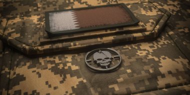 Katar devlet ordu chevron amblemi ulusal bayrak. 3d illüstratör