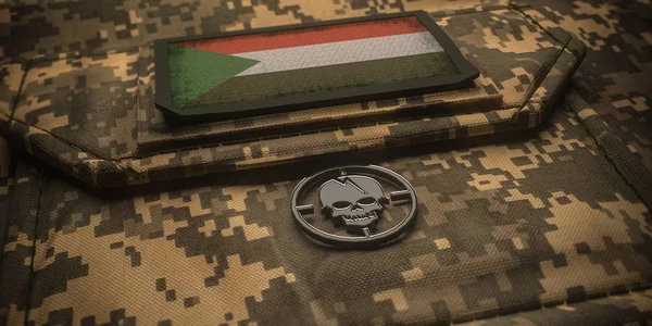République du Soudan armée chevron insigne drapeau national. 3D il — Photo