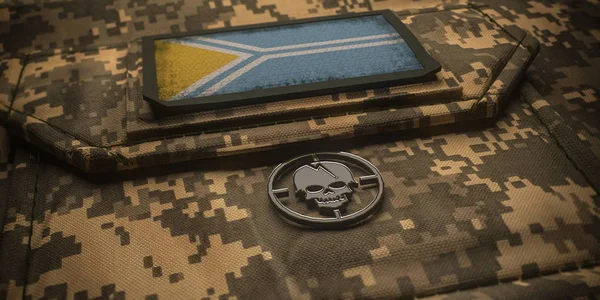 République de Touva armée chevron insigne drapeau national. Illustr 3D — Photo