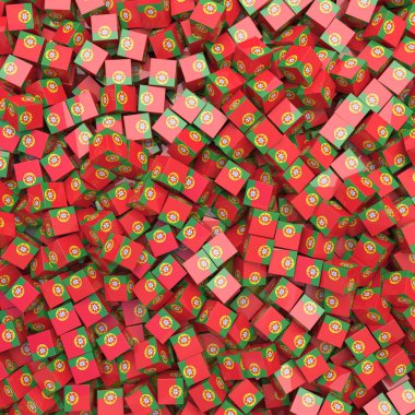 Portekiz Cumhuriyeti ulusal bayrağı arka planda 3d blok. 3d illus