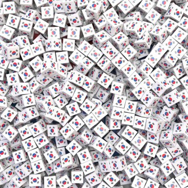 Kore Cumhuriyeti bayrağı arka planda 3d engelleniyor. 3d illüstrasyon