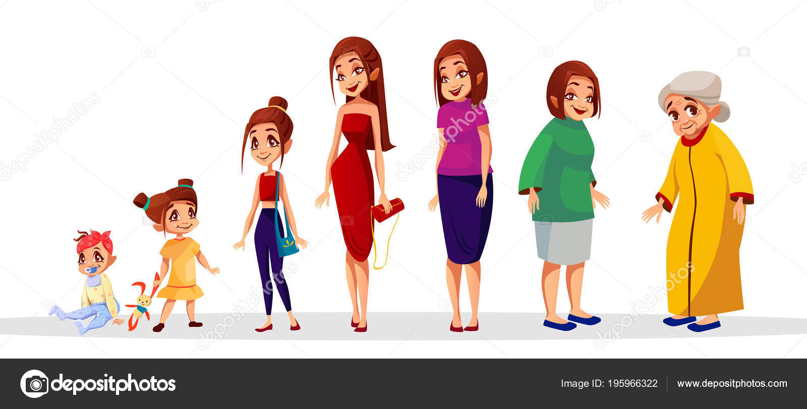 Life cycles woman stages growing up from Vector Image