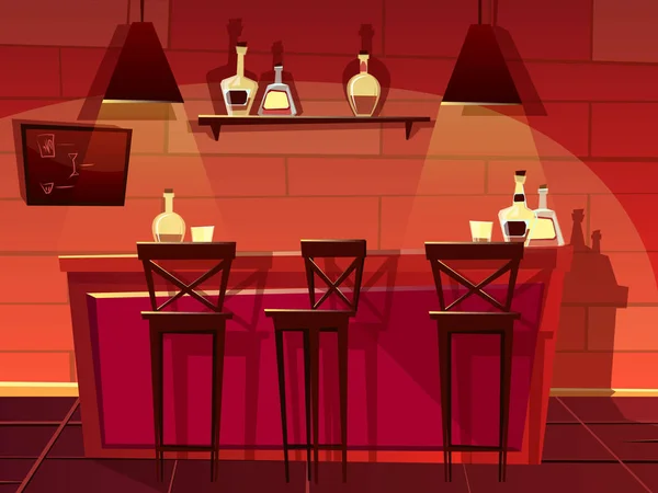 Bar pub comptoir intérieur vecteur dessin animé illustration — Image vectorielle