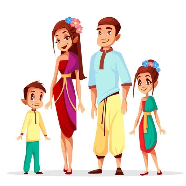 Thaise familie vector illustratie stripfiguren — Stockvector