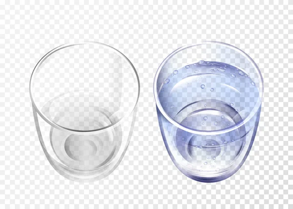 Vectpr realistico vuoto, vetro con set tazza d'acqua — Vettoriale Stock