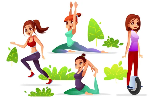 Girl woman leisure in park vector illustration