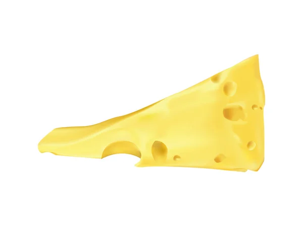 Cunha de queijo emmental realista vetorial — Vetor de Stock