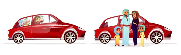 Famille arabe dans l'illustration vectorielle de voiture — Image vectorielle