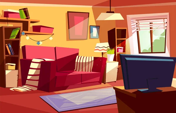 Wohnzimmer Interieur Vektor Cartoon Illustration — Stockvektor