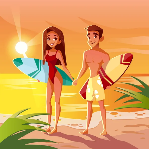 Summer surfing in Hawaii ocean vector illustration — Stock Vector