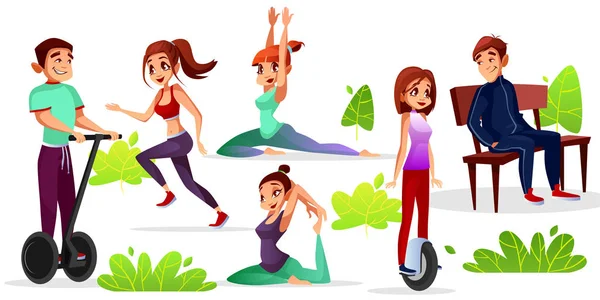 Girls or boys activity in park vector illustration