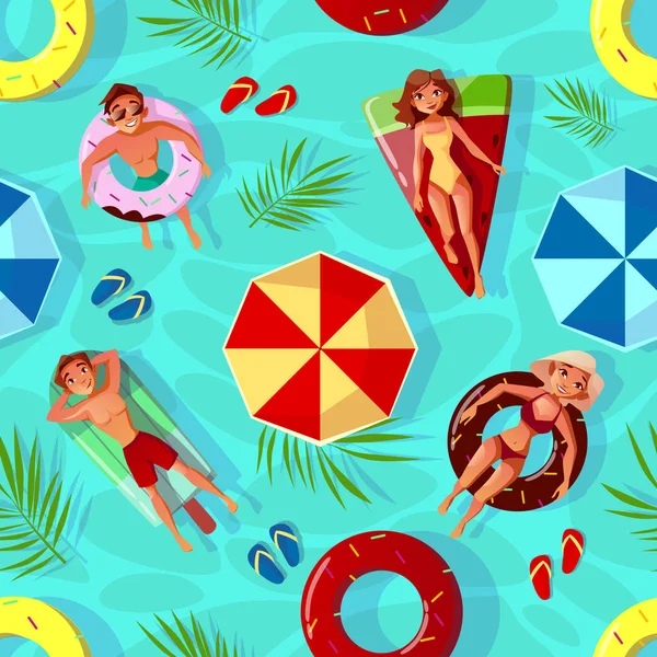 Verão piscina sem costura padrão vetor ilustração —  Vetores de Stock