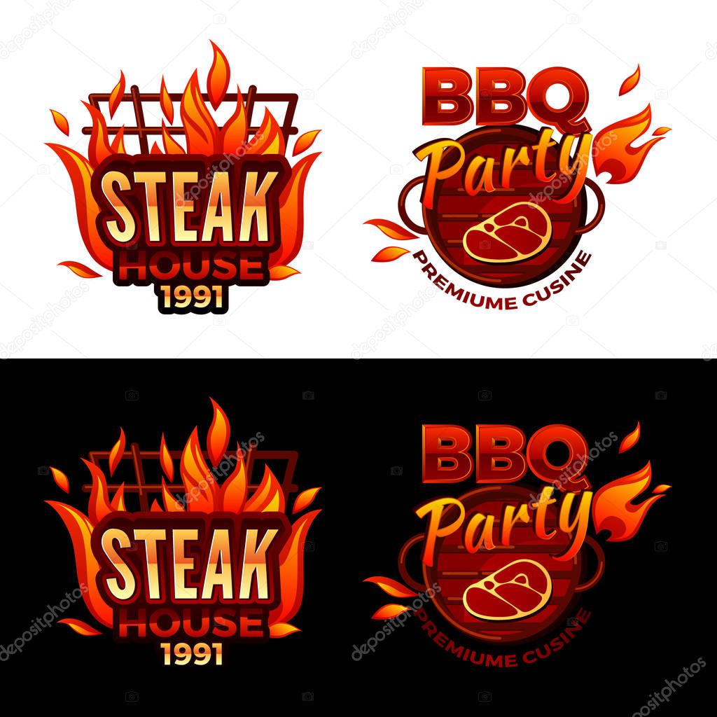 Steak house barbecue meat vector illustration