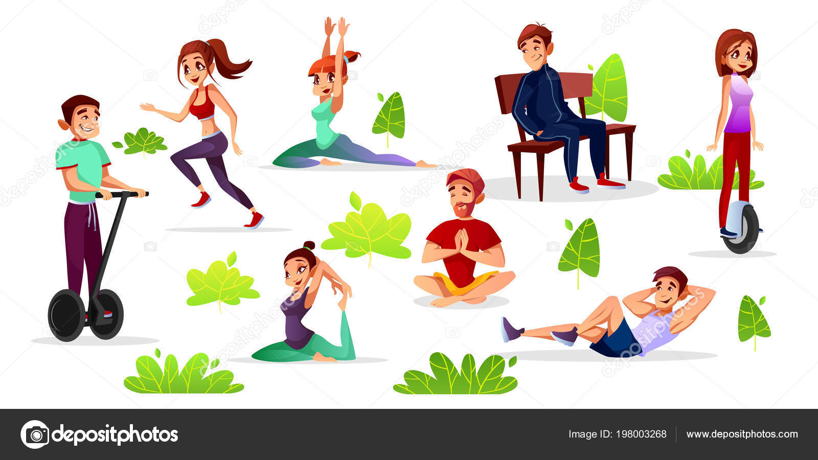 cartoon people stretching
