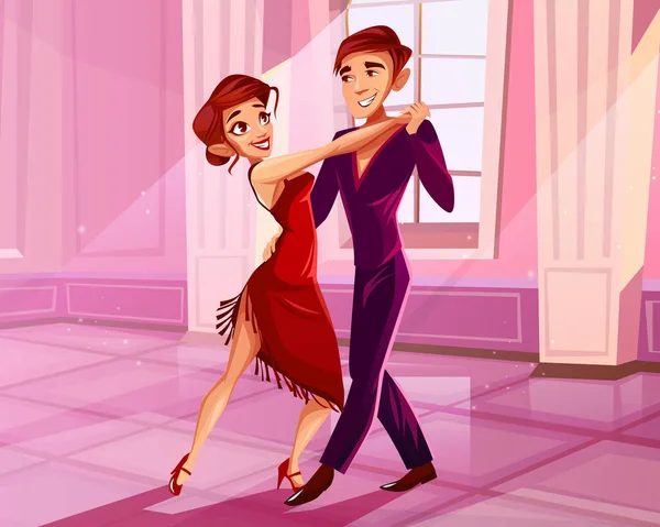 Dançarinos de tango em ilustração vetorial de salão — Vetor de Stock