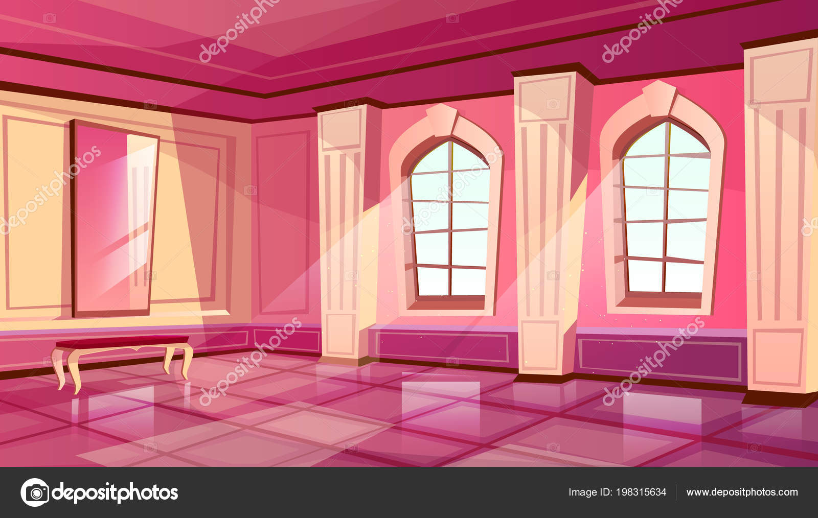 Vector cartoon castle palace ballroom background Stock Vector by  ©vectorpouch 198315634, image size:1600x1014
