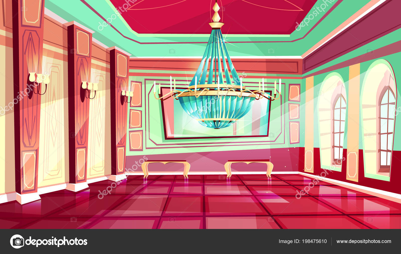 images Cartoon Castle Dining Room Background https depositphotos com 198475610 stock illustration vector cartoon castle palace ballroom html