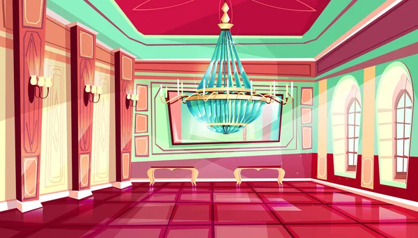 Vettore cartone animato castello palazzo sala da ballo sfondo — Vettoriale Stock