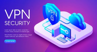 VPN güvenlik teknoloji vektör çizim