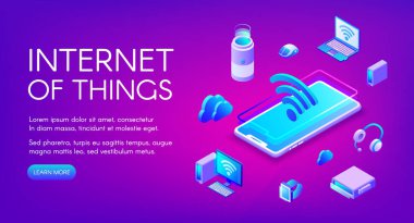 Internet veya şeyler teknoloji vektör çizim