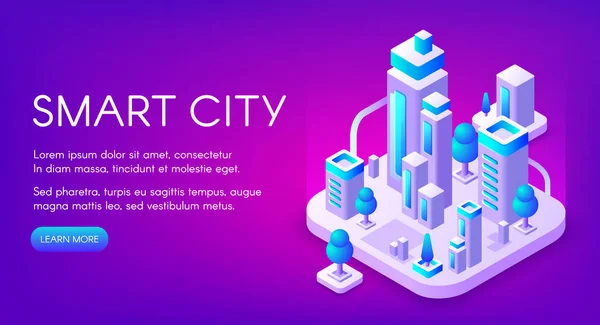 Inteligentní město technologie vektorové ilustrace — Stockový vektor