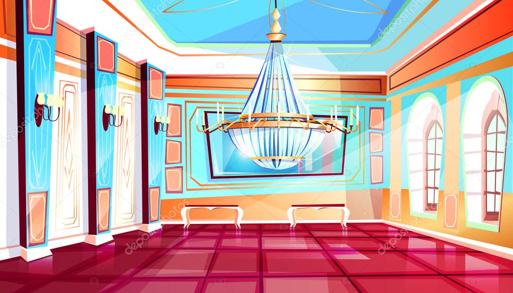 Ballroom with chandelier vector illustration