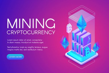 Cryptocurrency madencilik tarım vektör çizim