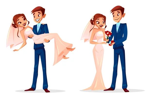 Pareja novia de la boda y el novio vector ilustración — Archivo Imágenes Vectoriales