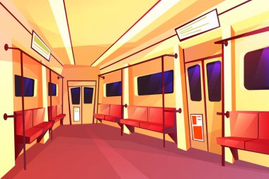 Vektör metro tren boş vagonu iç içeride