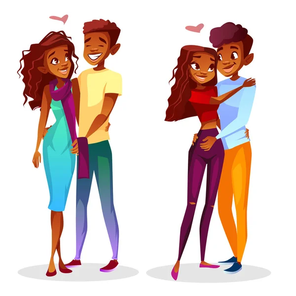 Black Afro American couple vector illustration — Stock Vector