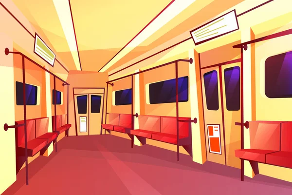 Векторный поезд метро пустой вагон внутри салона — стоковый вектор