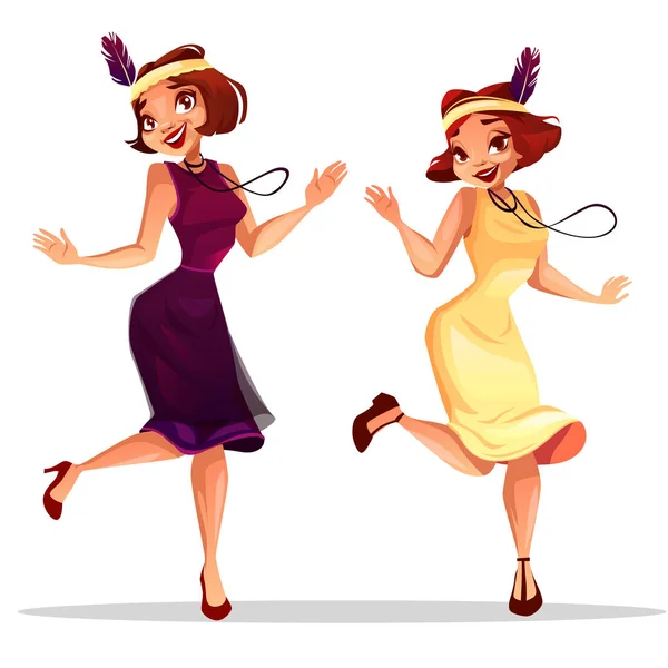 Bailarinas de jazz mujeres en cabaret vector ilustración — Vector de stock