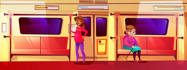 Mensen in metro trein vectorillustratie — Stockvector