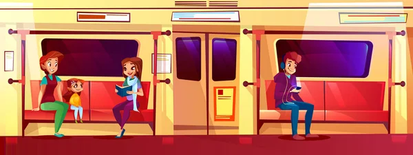 Pessoas na ilustração do vetor do trem do metrô — Vetor de Stock