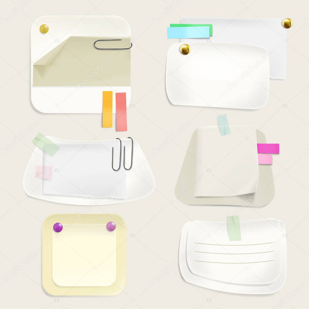 Paper message notes on clips vector illustration