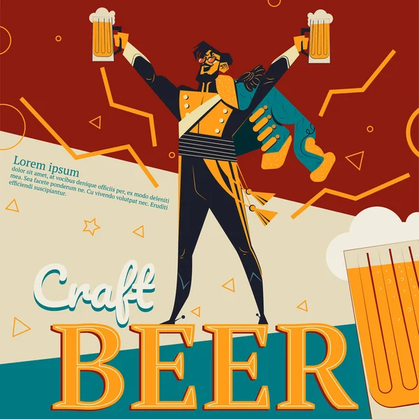 Ремесленное пиво и революционная векторная иллюстрация солдата — стоковый вектор