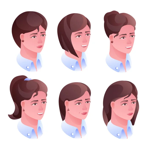Mujer cabeza peinado vector ilustración — Vector de stock