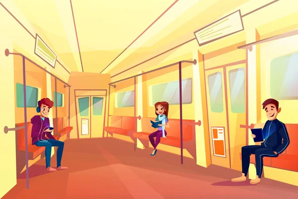 Pessoas em metro metro trem vetor ilustração —  Vetores de Stock