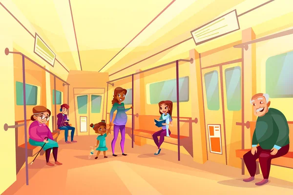 Люди в метро поїзд Векторні ілюстрації — стоковий вектор