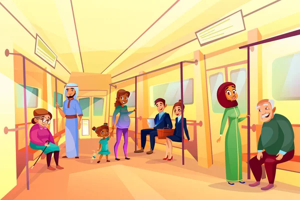 Pessoas em metro metro trem vetor ilustração —  Vetores de Stock