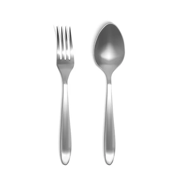 Spoon and fork 3D vector illustration — Stock Vector