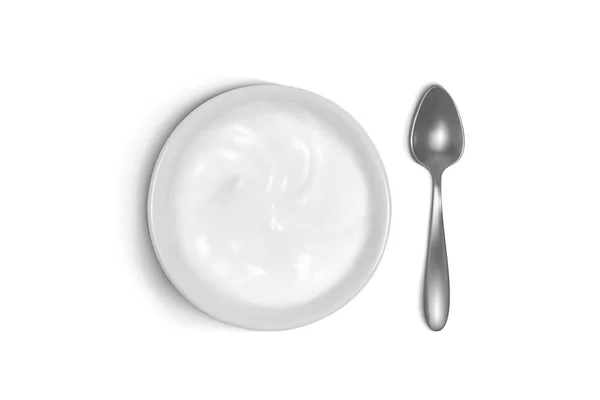 Cuillère et assiette avec petit déjeuner illustration vectorielle 3D — Image vectorielle