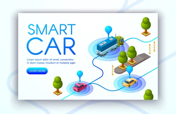 Illustration vectorielle de technologie de suivi de voiture intelligente — Image vectorielle