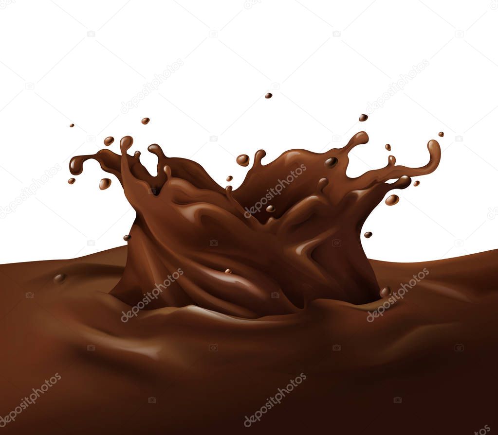 Chocolate splash 3D vector illustration